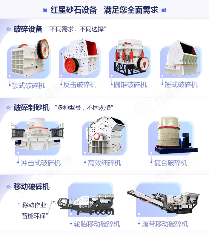 不同款式的砂石破碎機設備展示